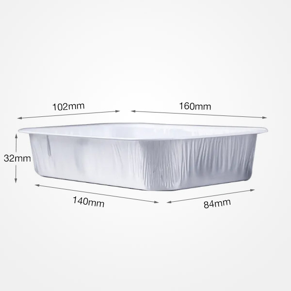 JY-A160 350ml Rectangular food packaging aluminum foil container aluminum tray with lids