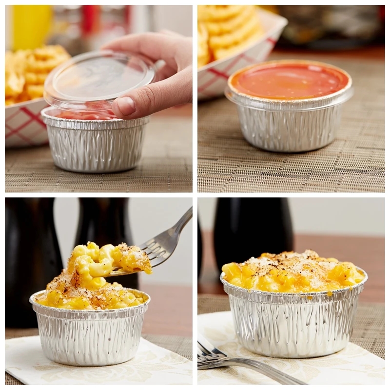 200ML Disposable Aluminum Foil Cake Cup/Container Round Tin Foil Bowl with lid(图3)