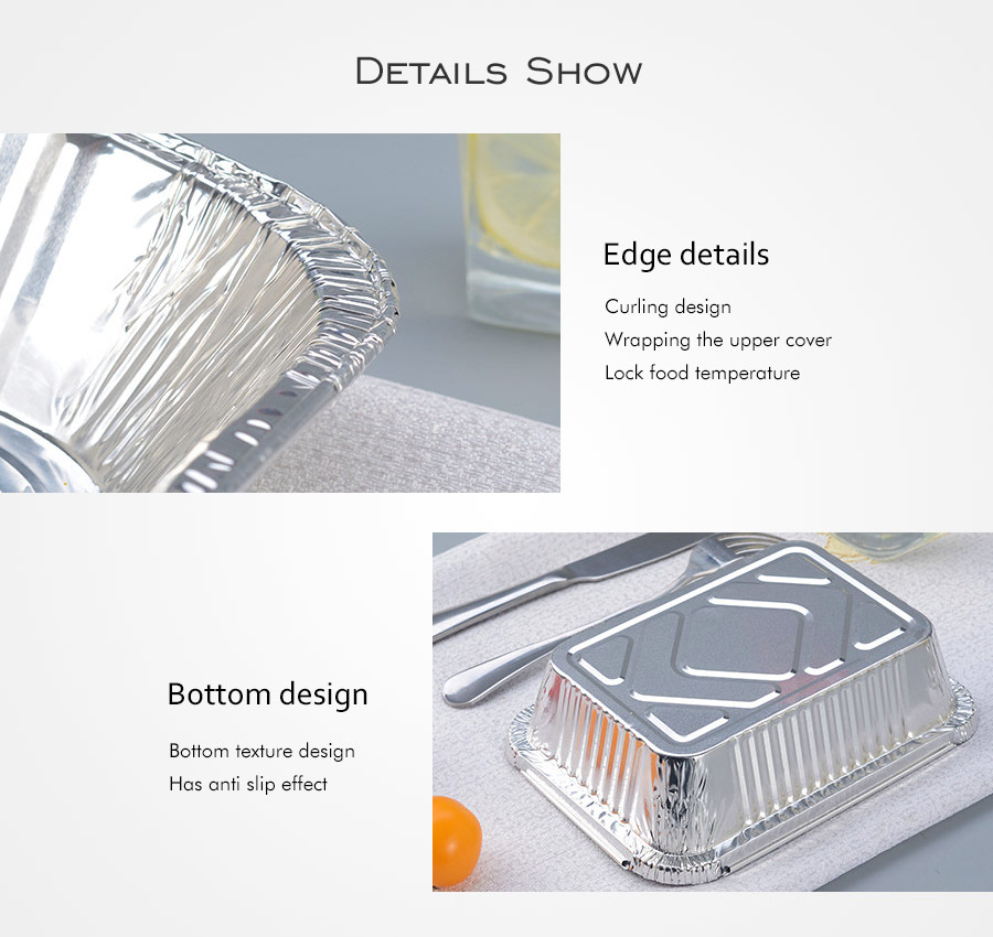 500ml LCL-R190 Takeout Rectangle aluminum foil food container With Lids(图3)