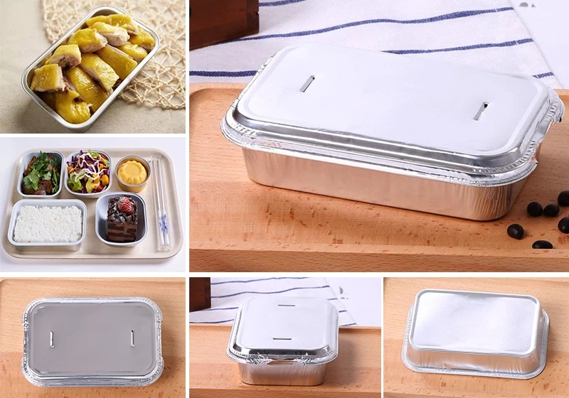 LCL-A160 350ml rectangular food packaging aluminum foil container aluminum tray(图1)