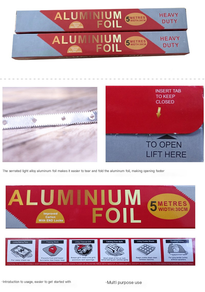 Baking Barbecue Home Use Tin Foil Paper Special for Food Grade Packaging 30cm Aluminum Foil Paper(图3)