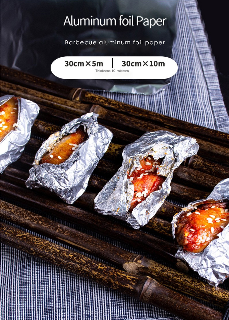 Baking Barbecue Home Use Tin Foil Paper Special for Food Grade Packaging 30cm Aluminum Foil Paper(图1)