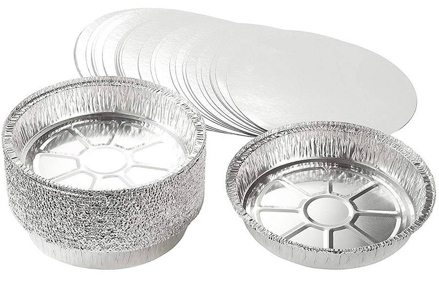 6 inch round disposable aluminum Foil container, round shape Pizza Foil baking pan with lids(图2)